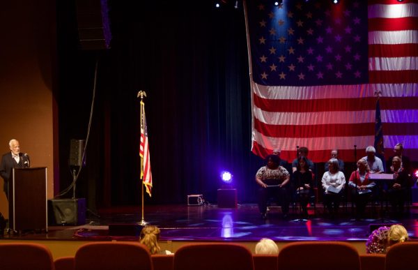 Lt. Col. David Roellgen speaks during the Vincennes University annual Veterans Day program held Thursday at the Red Skelton Performing Arts Center.